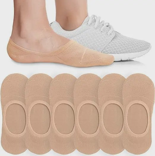 6/8 Paar Invisible Sokken Dames - Ademend Katoen, Antislip & Dunne Sneakersokken