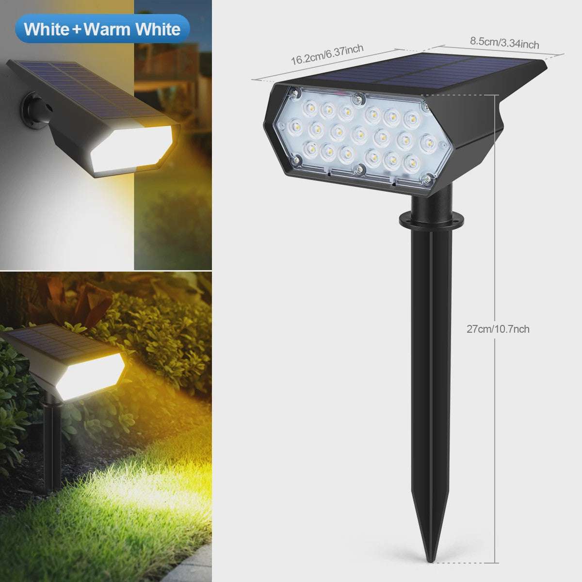 Waterdichte Solar LED Spotlight met Grondspies - Tuinverlichting