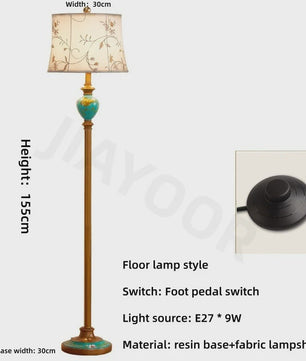 Luxe Retro Vloerlamp met Stoffen Kap en Handig Bijzettafeltje