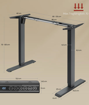 Elektrisch Verstelbaar Bureau Frame met Geheugenfunctie en USB-poort - Sta-bureau