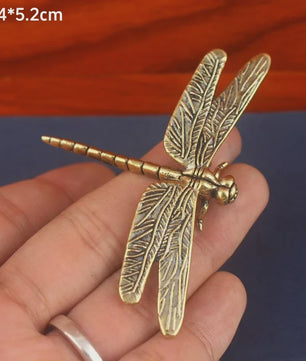 Antiek Messing Bidsprinkhaan Ornament - Miniatuur Insectbeeldje voor Bureau & Feng Shui