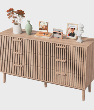 Nordic Stijl Ladekast met 6 Laden - Licht Hout Sideboard Meubel