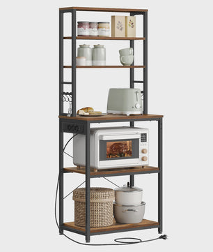 Keukenrek met 6 etages, ingebouwde stopcontacten en USB-poorten - 60x40x169 cm