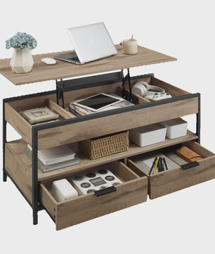 Verstelbare Salontafel met Lade en Open Vak - 100x50cm