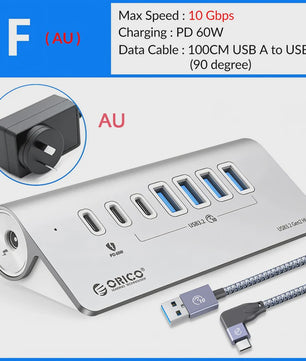 ORICO 10Gbps USB 3.2 Docking Station Hub met PD60W Opladen en 4/7 Poorten