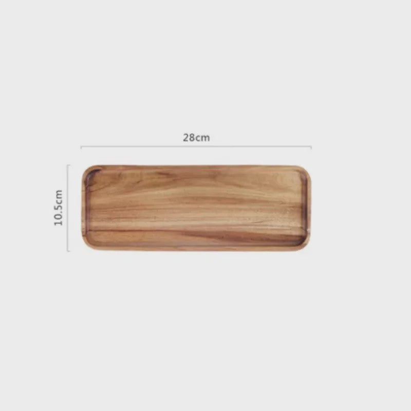 Acacia Houten Serveerschaal - Natuurlijk Hout, Perfect voor Snacks, Fruit & Thee