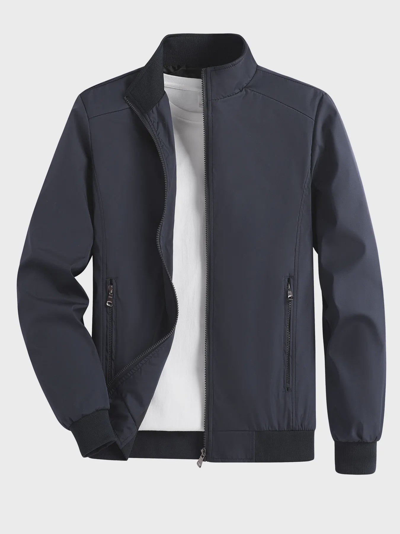 Heren Casual Bomberjack Lente/Herfst - Dunne, Effen Kleur Jas met Opstaande Kraag