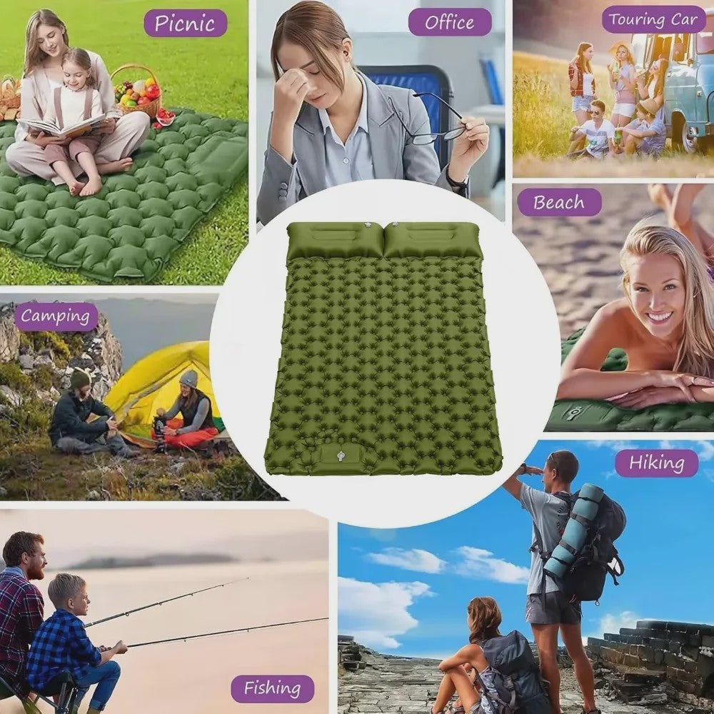 Dubbel Kampeerluchtbed - Ultralicht & Draagbaar Slaapmatje voor Buitenavonturen