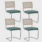 Set van 2/4 Retro Eetkamerstoelen met Rotan Rugleuning en Gestoffeerde Zitting