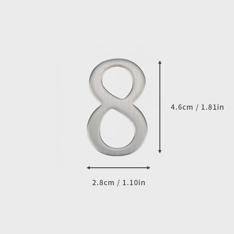 RVS Deurnummer met Zelfklevende Achterkant - 5x3cm Huisnummer voor Buiten