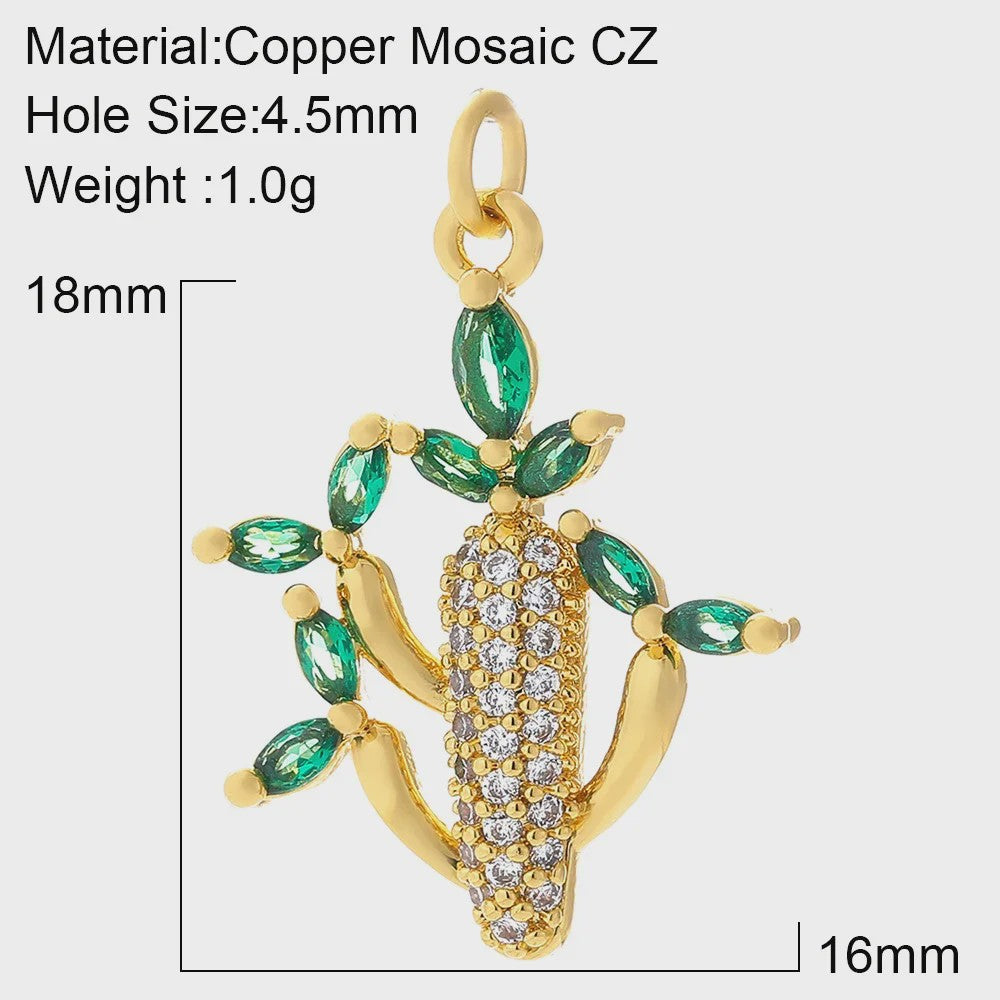 Gouden Bedeltjes voor Sieraden Maken: Cactus, Kers, Paddenstoel, Bloem & Fruit