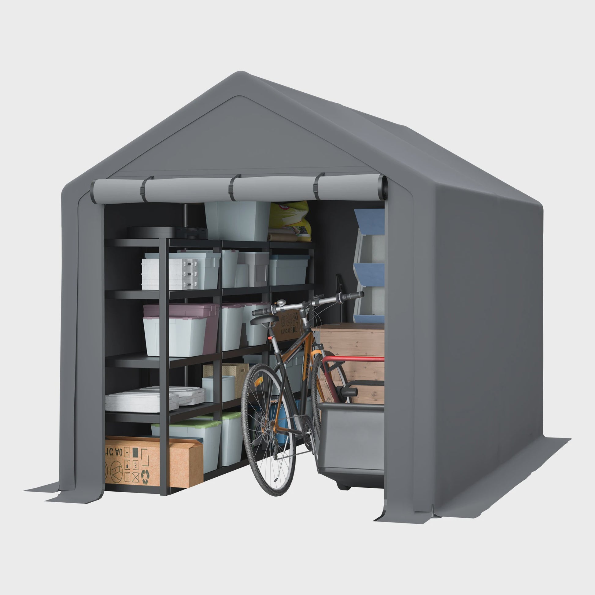 Ruime Garage Carport 190x296x200cm - Waterdichte Stalen Berging met Roldeur