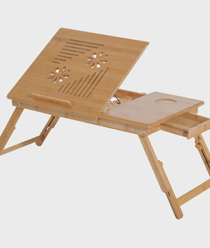 Bamboe Laptoptafel Bedtafel met Verstelbare Hoogte en Kantelbaar Bureau
