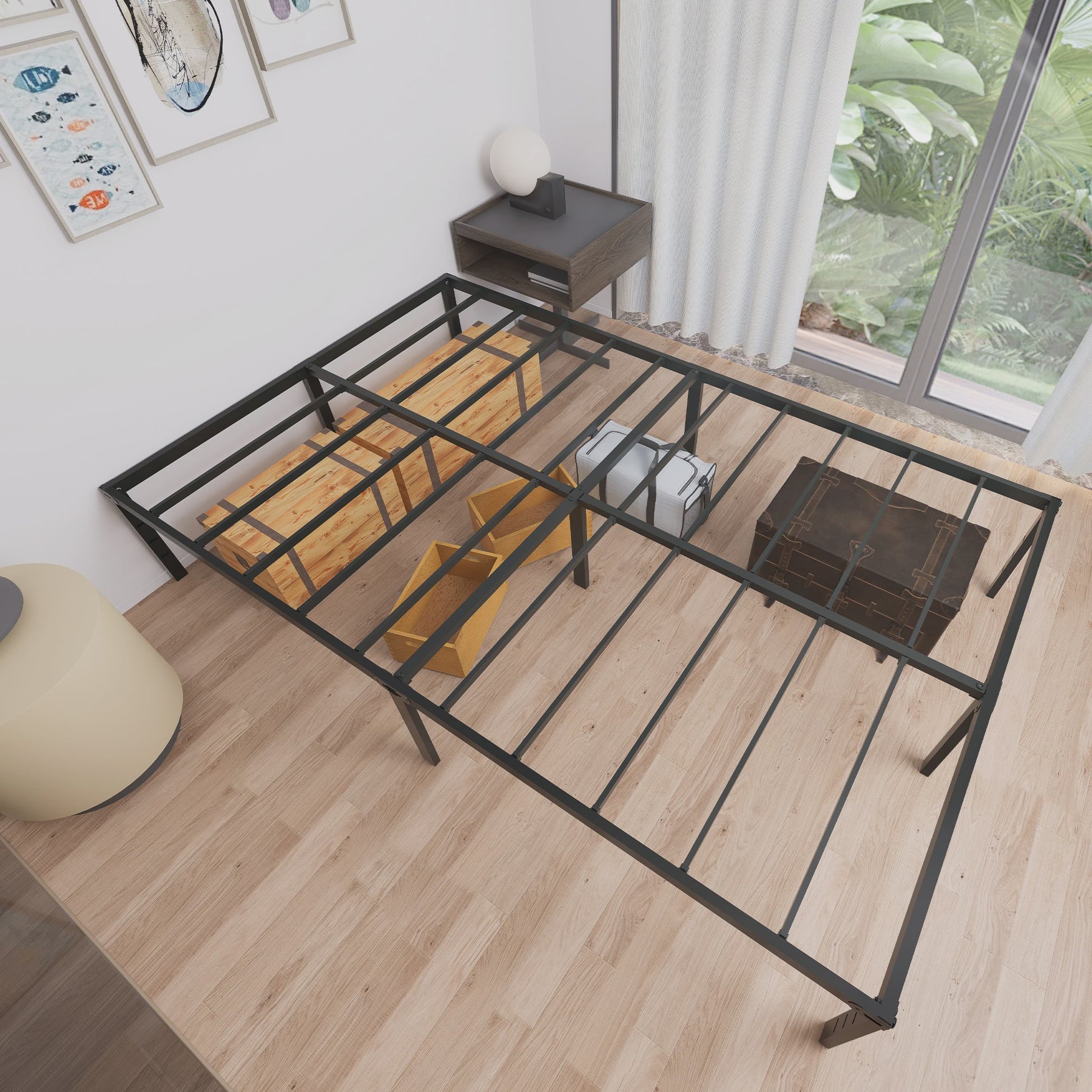 Robuust Metalen Bedframe met Lattenbodem - 37.5cm Opbergruimte
