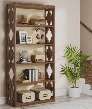 Industriële 6-Tier Boekenkast - 180 cm Hoge Open Opbergkast met 5 Planken