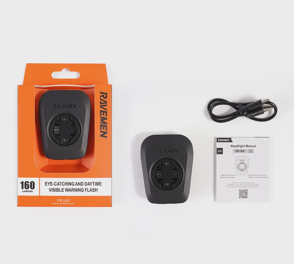 Ravemen FR300/FR160 Fietsverlichting Out-Front - USB Oplaadbaar, Waterdicht IPX6, Compatibel met Garmin/Wahoo