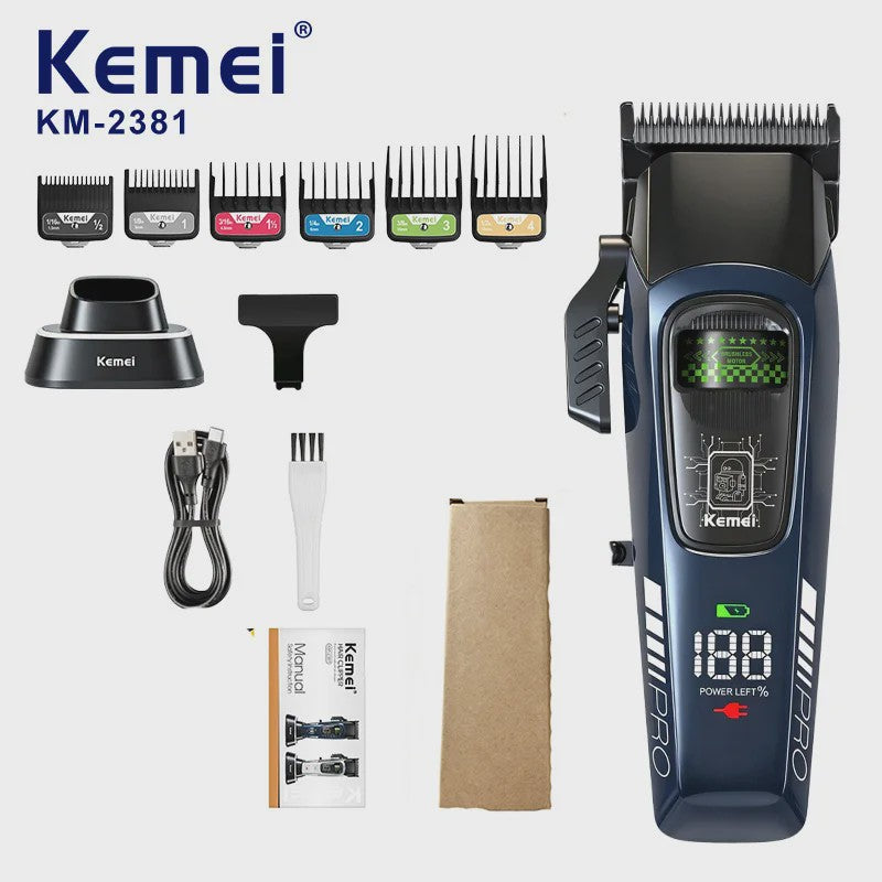 Kemei 2381 Professionele Trimmer Set - 10000 RPM, LED Display, Draadloos