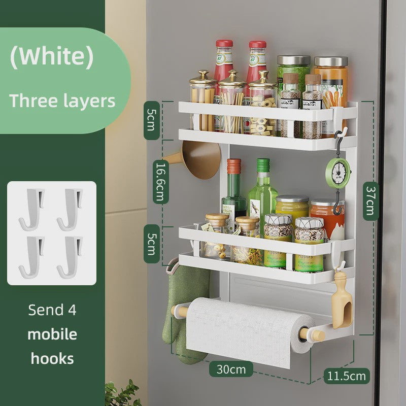 Magnetische Koelkast Organizer met 2-3 Lagen, Keukenopslag en Handdoekhouder