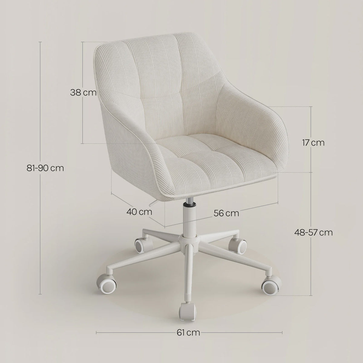 Ergonomische Corduroy bureaustoel met verstelbare hoogte en draaifunctie - Comfortabel en Stijlvol