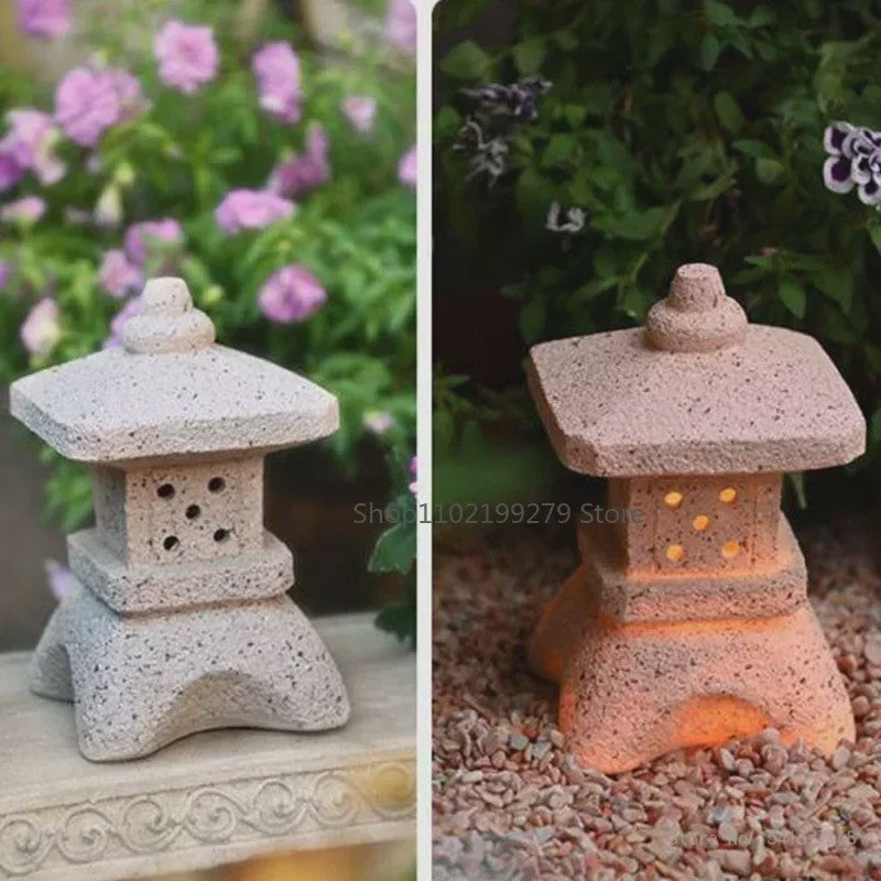 Chinese Pagode Solar Tuinlamp - Zen Stijl Steen Lantaarn voor Buiten