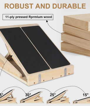 Verstelbare Houten Balansbord & Kuitspier Strekker - Anti-slip & Revalidatie