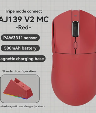 AJAZZ AJ139 V2 MC Ergonomische Gaming Muis - Lichtgewicht, Hoge Nauwkeurigheid & Tri-Mode Connectiviteit