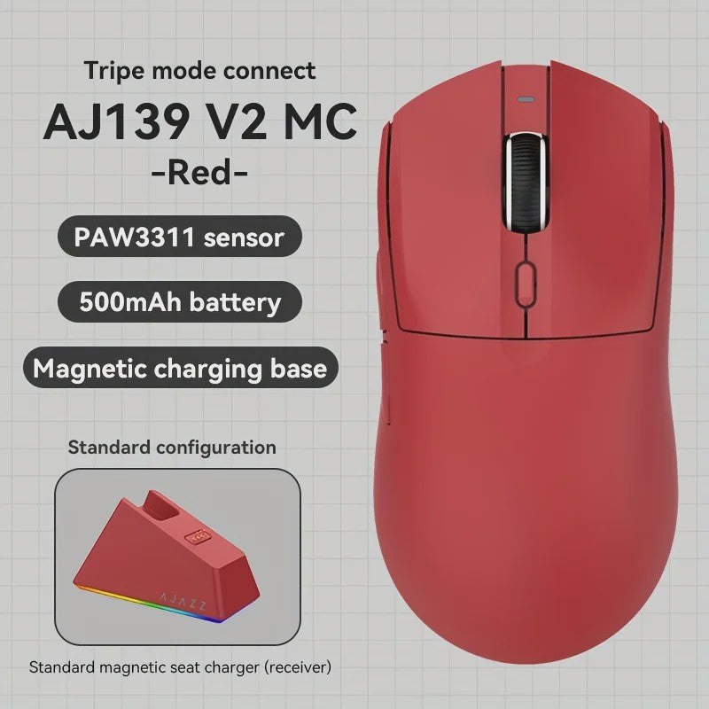 AJAZZ AJ139 V2 MC Ergonomische Gaming Muis - Lichtgewicht, Hoge Nauwkeurigheid & Tri-Mode Connectiviteit