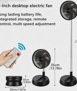 Draagbare Opvouwbare Ventilator met 15000mAh Batterij, USB, Afstandsbediening & Stille Werking - Ideaal voor Binnen en Buiten