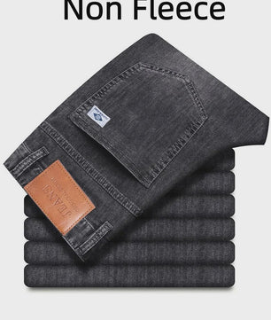 Herens Jeans: Losse Straight Leg Pasvorm met Retro Washed Look - Elastisch & Warm voor Elk Seizoen