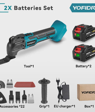 YOFIDRA Snoerloze Multitool met 6 Versnellingen - Zagen, Schuren & Polijsten (Makita 18-21V Batterij)