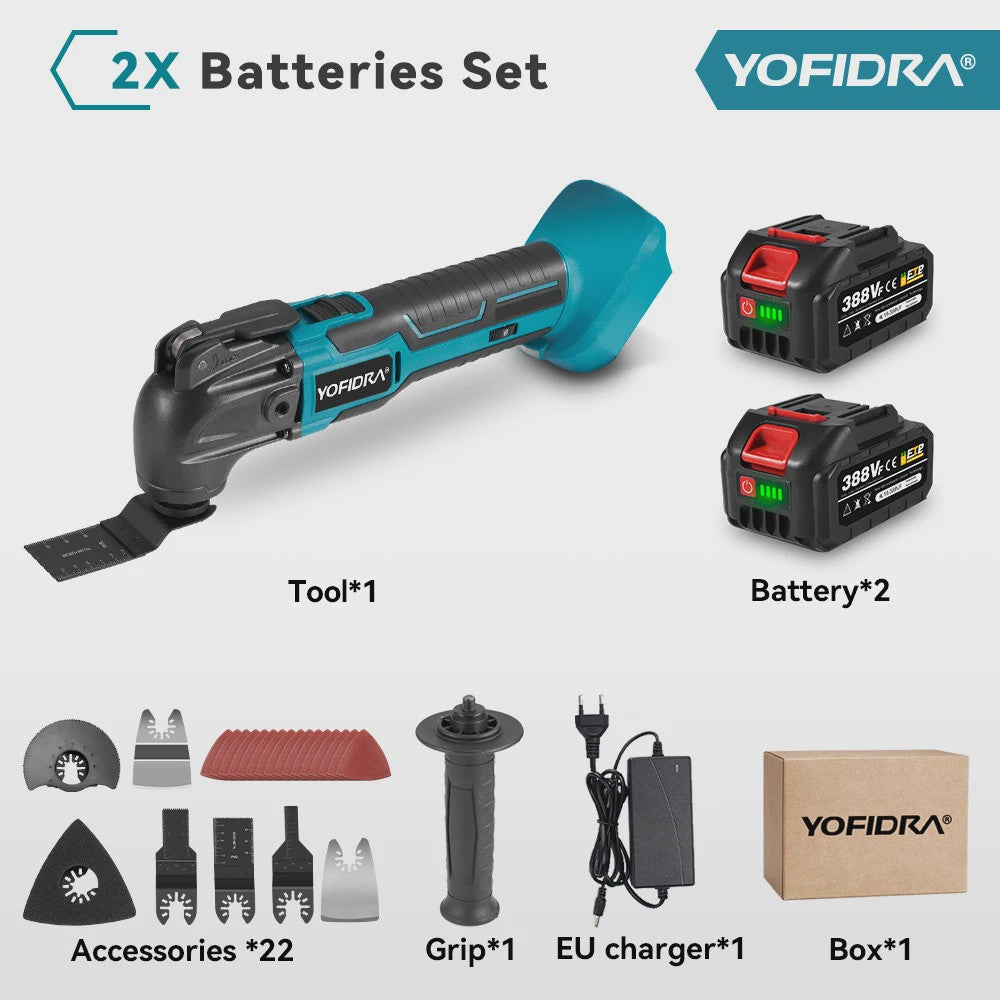 YOFIDRA Snoerloze Multitool met 6 Versnellingen - Zagen, Schuren & Polijsten (Makita 18-21V Batterij)