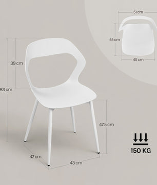 Set van 4 Moderne Eetkamerstoelen - PP Zitting & Metalen Poten - Ergonomisch Design