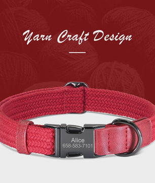 Gepersonaliseerde Hondenhalsband met Naam Gravering - Duurzaam Nylon, Verstelbaar voor Kleine tot Grote Honden