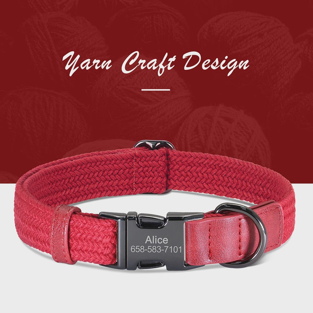 Gepersonaliseerde Hondenhalsband met Naam Gravering - Duurzaam Nylon, Verstelbaar voor Kleine tot Grote Honden