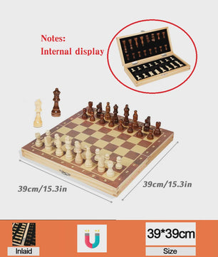 Magnetisch Houten Schaakspel Opvouwbaar met Opbergruimte - 29cm, 34cm, 39cm