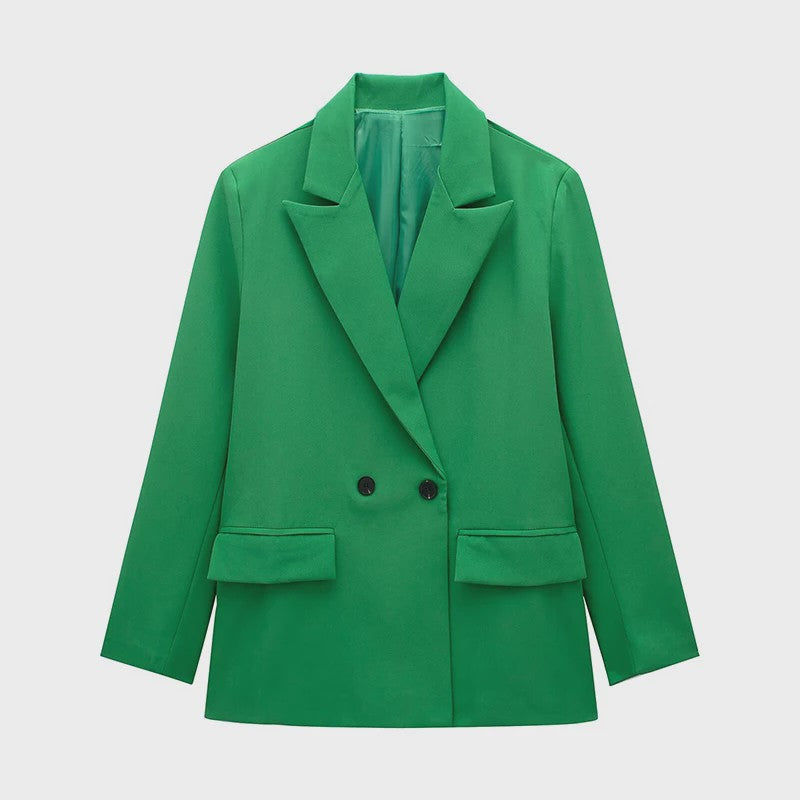 Dames Blazer met Zakken - Stijlvolle Dubbelzijdige Vintage Look
