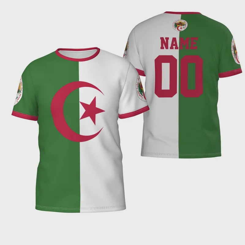 Heren T-shirt met Algerijnse Vlag 3D Graphic - Perfect voor Voetbalfans en Sportieve Gelegenheden