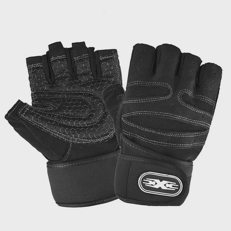 Half Vinger Trainingshandschoenen met Polsband - Fitness, Gewichtheffen, Fietsen