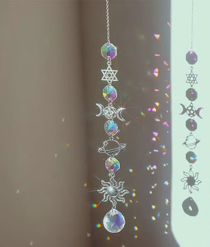 Kristallen Windgong met Ster, Maan & Galaxy Design - Decoratie voor Huis, Tuin & Feest
