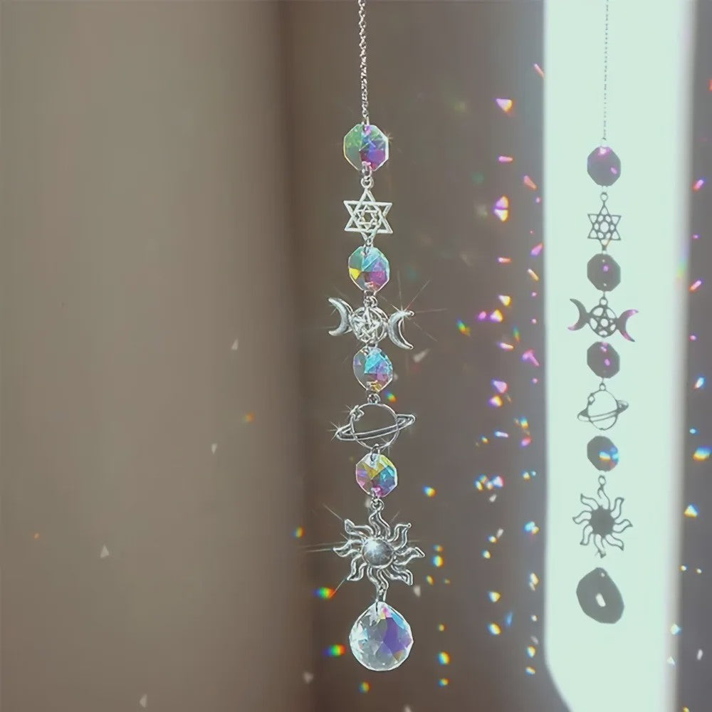 Kristallen Windgong met Ster, Maan & Galaxy Design - Decoratie voor Huis, Tuin & Feest