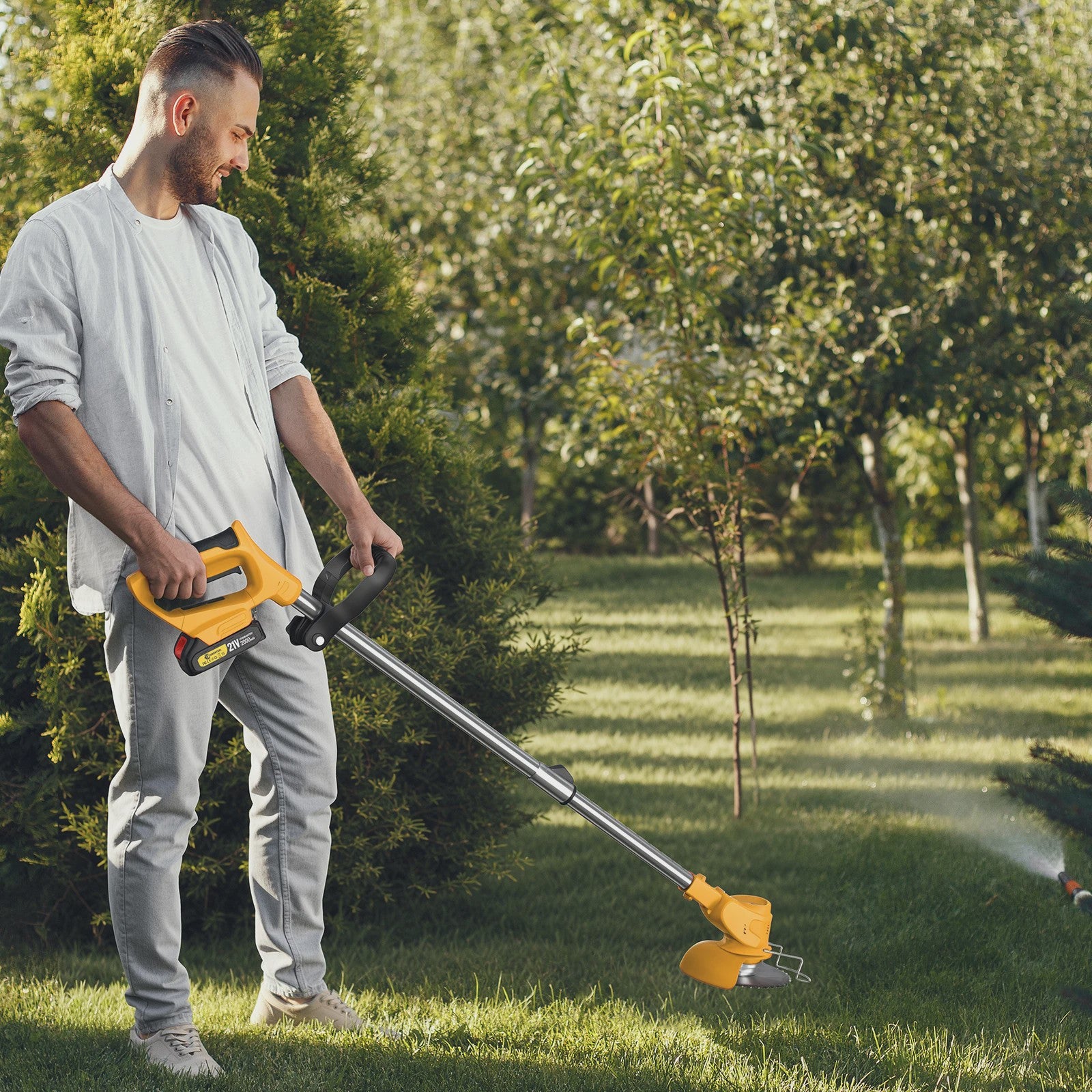 Accu Grastrimmer CONENTOOL 21V - 1500W Krachtige Bosmaaier met Telescoopsteel & 2 Batterijen