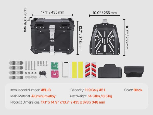 Universele Motor Topcase: Robuuste Aluminium Motorfiets Bagagebox met Waterdichte Voering