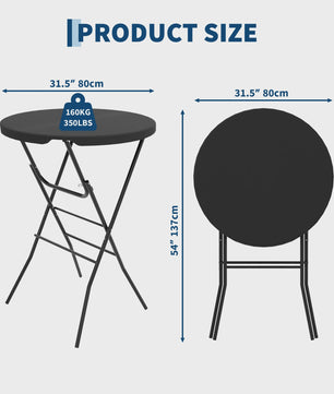 Ronde Staande Klaptafel 80cm - Weerbestendige Bistro Tafel voor Buitenfeesten & Evenementen