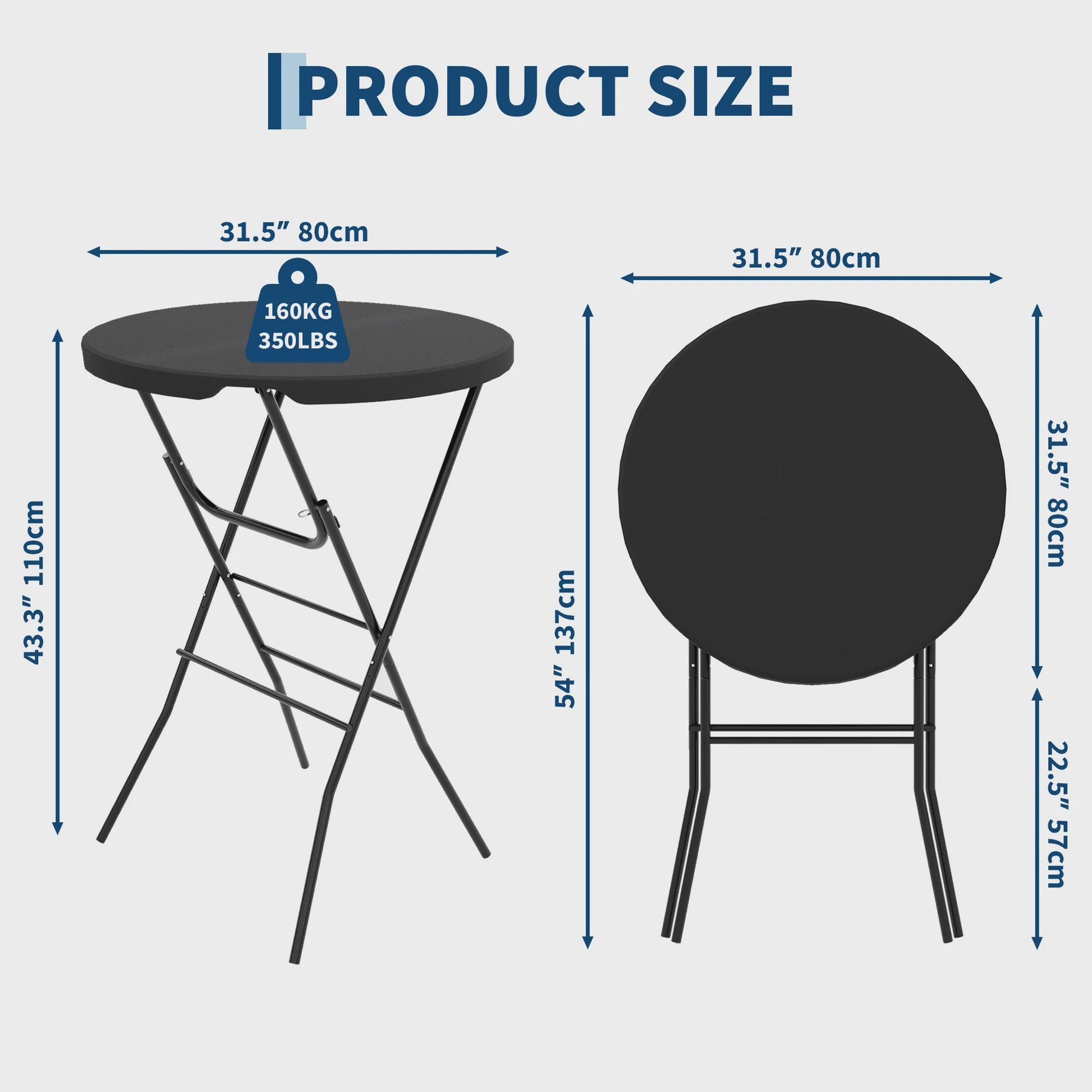 Ronde Staande Klaptafel 80cm - Weerbestendige Bistro Tafel voor Buitenfeesten & Evenementen