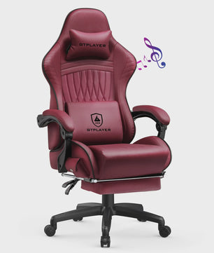 GTPLAYER Ergonomische Gaming Stoel met Voetensteun en Muziek Speakers tot 150kg