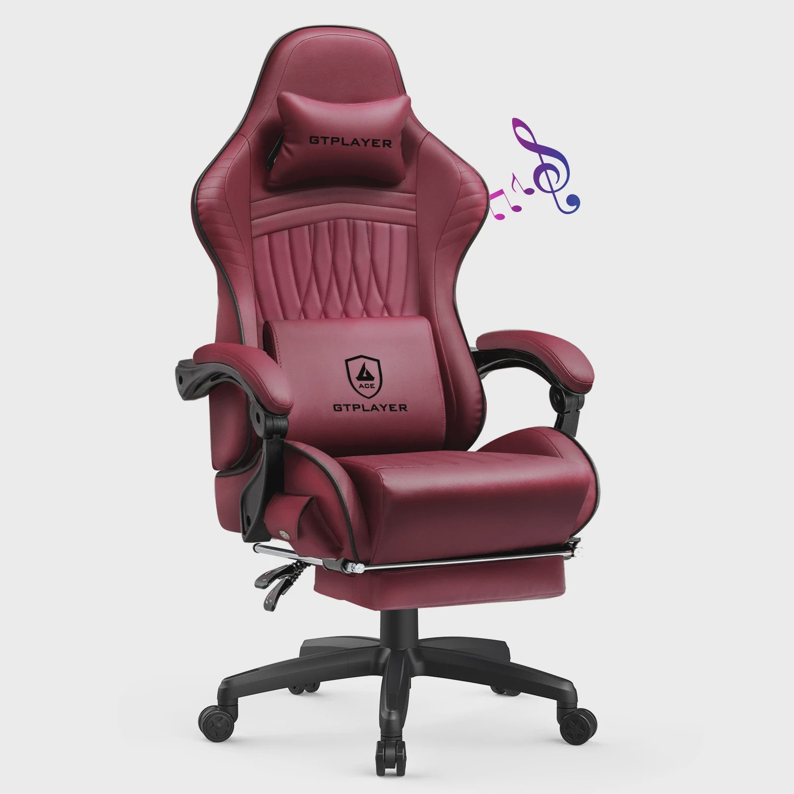 GTPLAYER Ergonomische Gaming Stoel met Voetensteun en Muziek Speakers tot 150kg