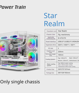 Power Train Star Realm PC Behuizing: Panoramisch Glas & 240mm Waterkoeling