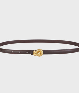 Dames Riem Echt Leer met Gouden Knoop Gesp - Stijlvol voor Jurken & Jeans