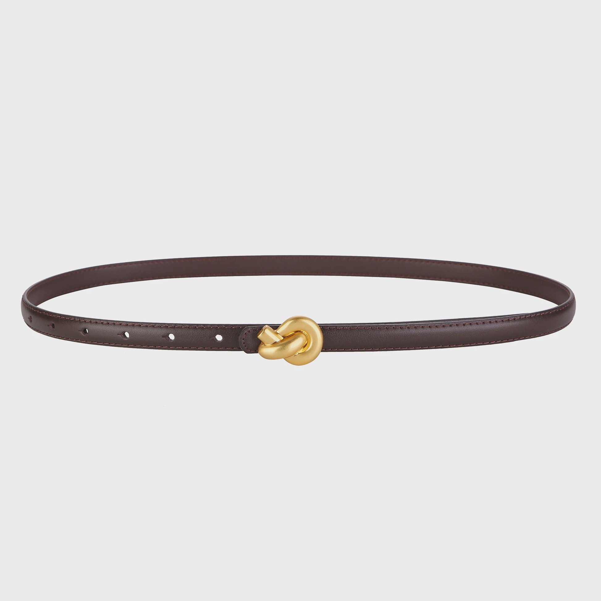 Dames Riem Echt Leer met Gouden Knoop Gesp - Stijlvol voor Jurken & Jeans