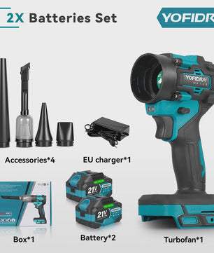 YOFIDRA Krachtige 2-in-1 Accu Bladblazer & Zuiger - 80000RPM Borstelloze Motor